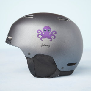 Cute purple octopus custom name sticker