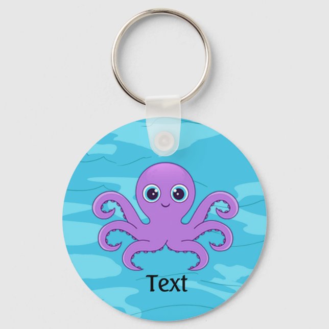 Cute Purple Octopus Design Key Chain (Front)
