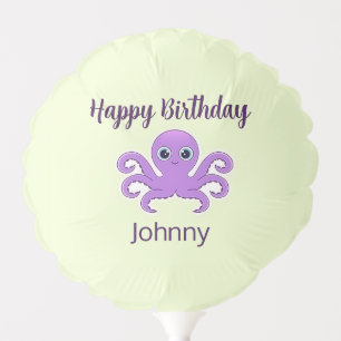 Cute purple octopus green balloon