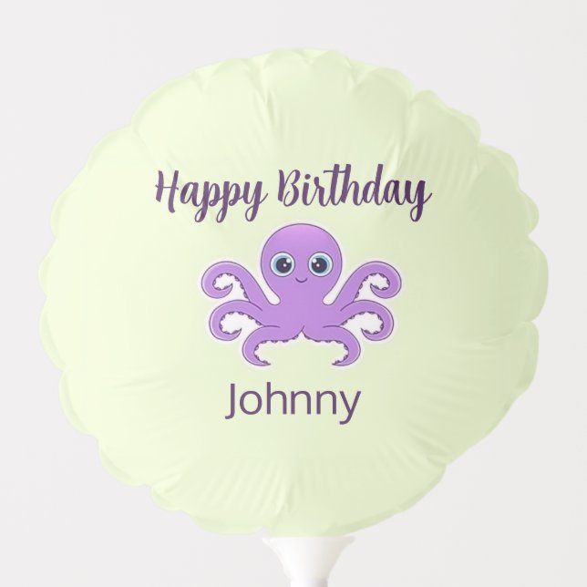 Cute purple octopus green balloon (Front)
