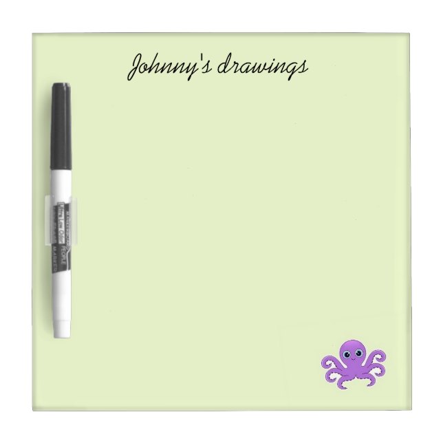 Cute purple octopus green dry erase board (Front)