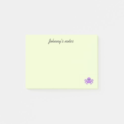 Cute purple octopus green post_it notes