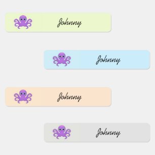 Cute purple octopus kids' labels