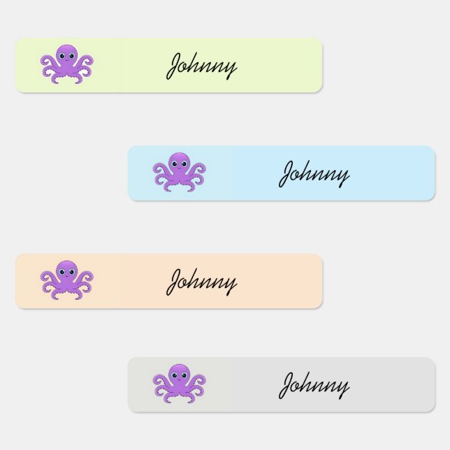 Cute purple octopus  kids' labels (Group)