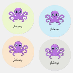 Cute purple octopus kids' labels