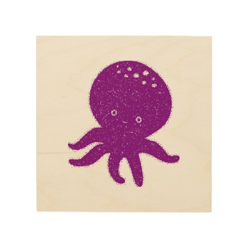 Cute Purple Octopus Old Print