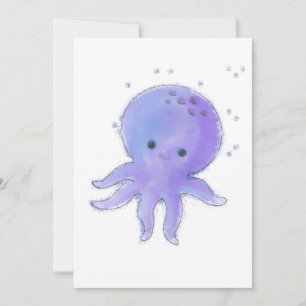 Cute Purple Octopus Painting Holiday Card
