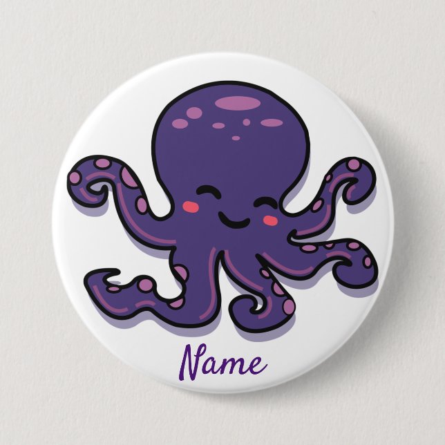 Cute Purple Octopus Thunder_Cove Button (Front)