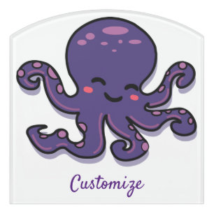 Cute Purple Octopus Thunder_Cove Door Sign