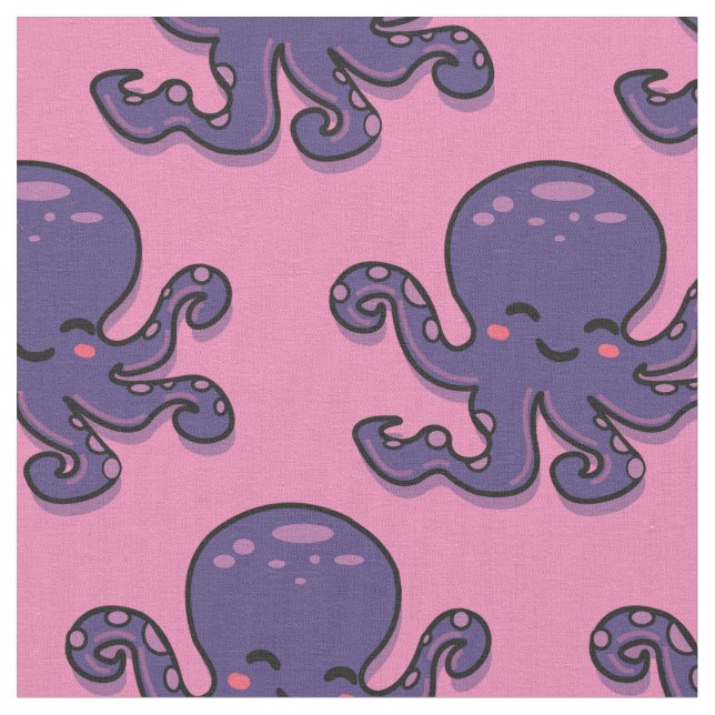 Cute Purple Octopus Thunder_Cove Fabric (Close Up)