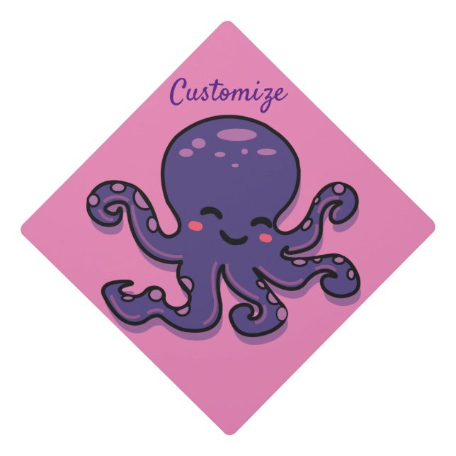 Cute Purple Octopus Thunder_Cove Graduation Cap Topper (Front)