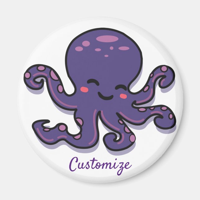 Cute Purple Octopus Thunder_Cove Magnet (Front)