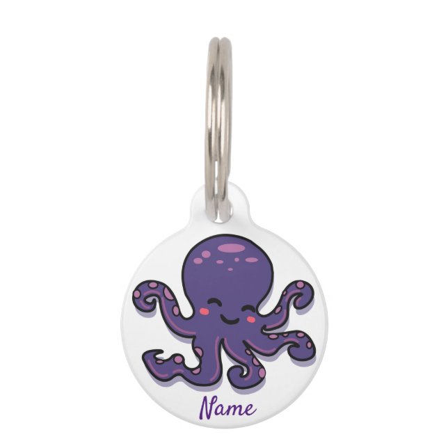 Cute Purple Octopus Thunder_Cove Pet ID Tag (Front)