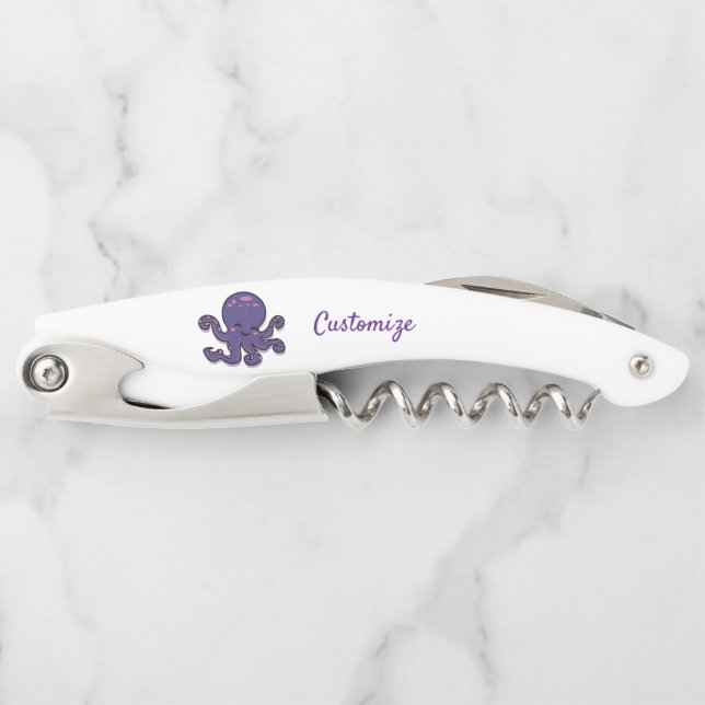 Cute Purple Octopus Thunder_Cove Waiter's Corkscrew (Front)