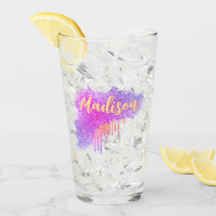 Cute Purple Orange Custom Name Cocktail Beer Glass