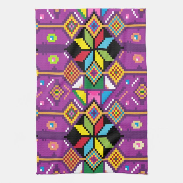 Cute purple, orange pattern Mochila art Kitchen Towel (Vertical)