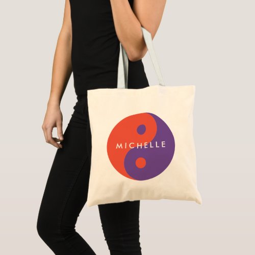 Cute purple orange Yin  Yang tote bag for women