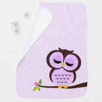 Cute Purple Owl Baby Blanket