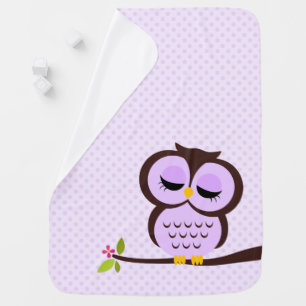 Cute Purple Owl Baby Blanket
