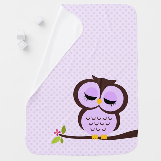 Cute Purple Owl Baby Blanket (In Situ)