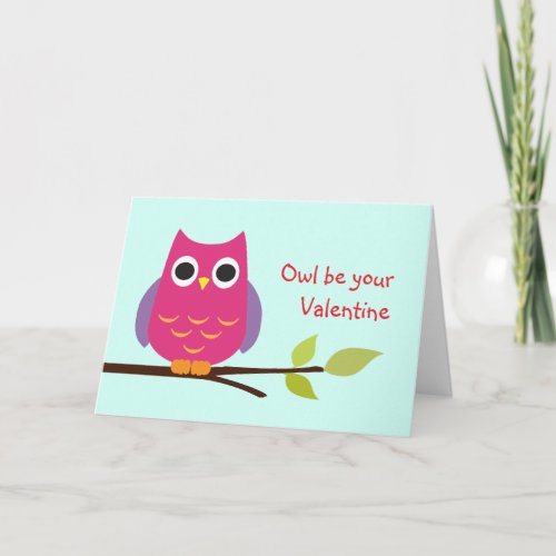 Cute purple owl be your valentine adorable holiday card