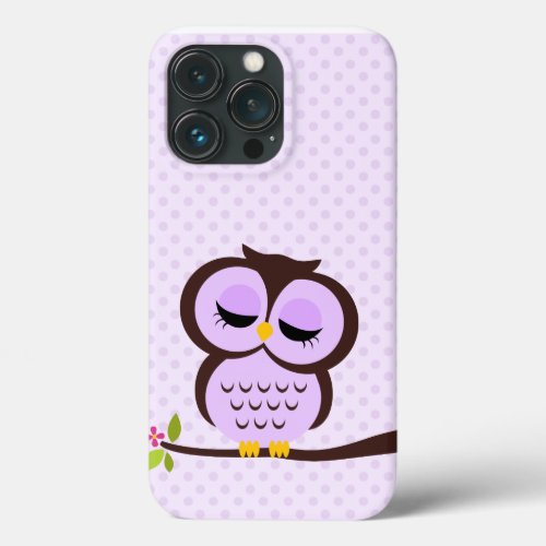 Cute Purple Owl iPhone 13 Pro Case