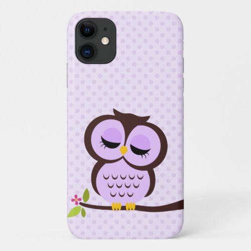 Cute Purple Owl iPhone 11 Case