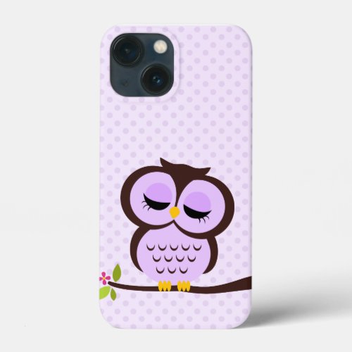 Cute Purple Owl iPhone 13 Mini Case