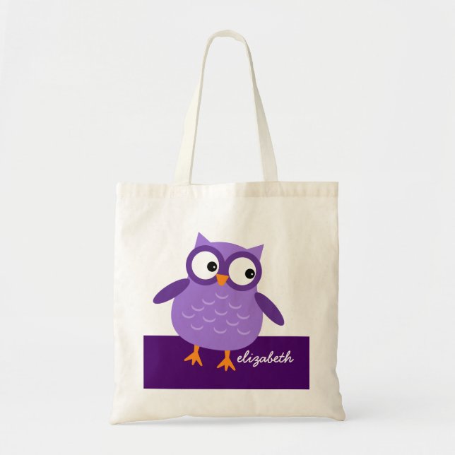 Cute Purple Owl Custom Name For Her A27 Tote Bag (Front)
