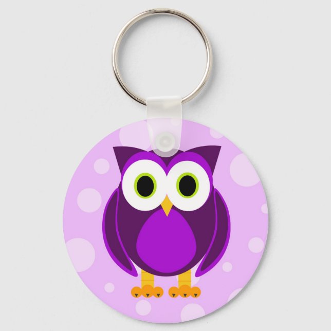 Cute Purple Owl Keychain (Front)