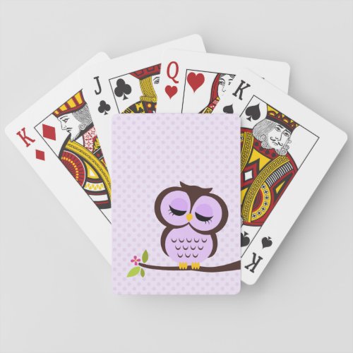 Cute Purple Owl Poker Cards