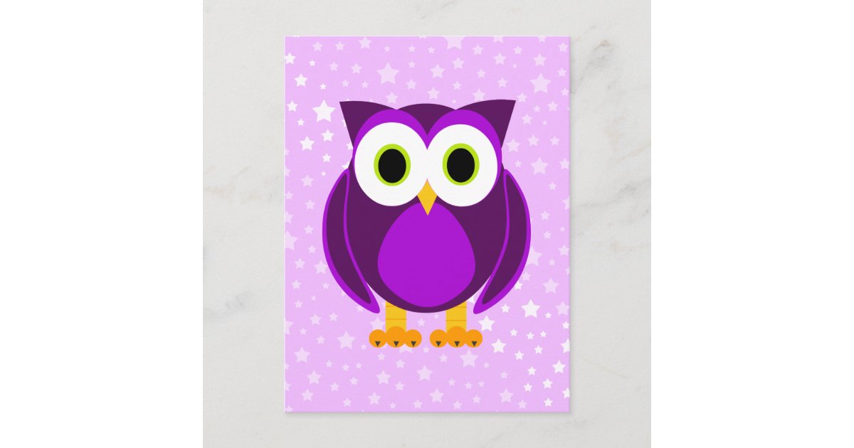 Cute Purple Owl Postcard | Zazzle