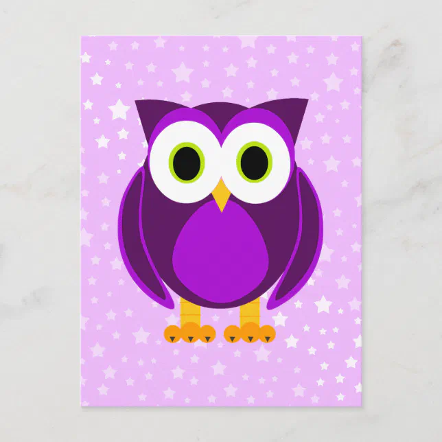 Cute Purple Owl Postcard | Zazzle