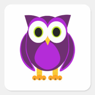 Cute Purple Owl Square Sticker