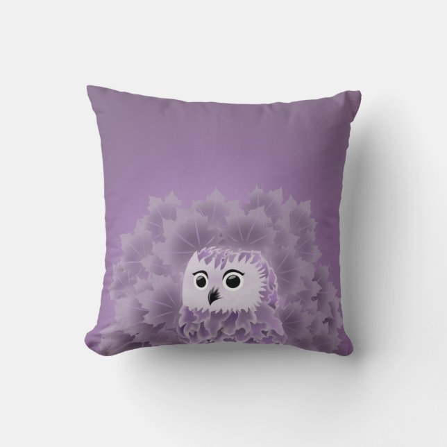 Cute Purple Owl Throw Pillow (Front)