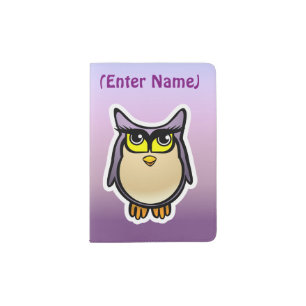 Cute Purple Owl With Big Eyelashes Passport Holder