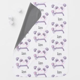 Cute Purple Panda Bear Baby Blanket