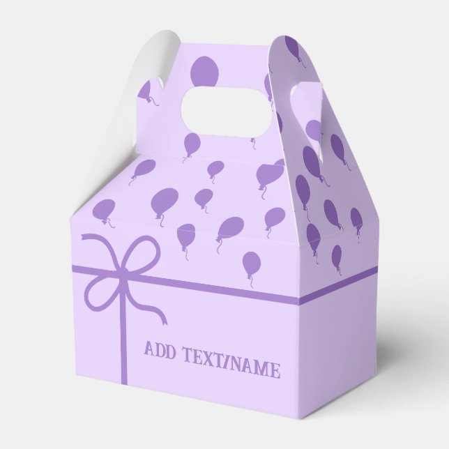 Cute Purple Party Balloons And Ribbons Custom   Favor Boxes (Front Side)