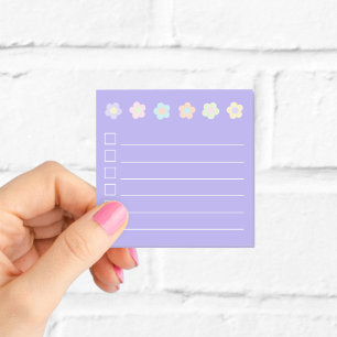 Cute Purple Pastel Flowers Mini Checklist Post-it Notes
