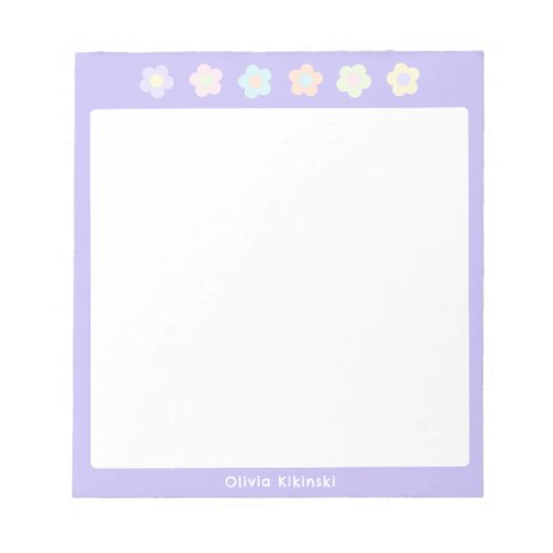 Cute Purple Pastel Flowers Unlined Notepad
