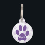 Cute Purple Paw Prints Personalized Pet ID Tag<br><div class="desc">This cute pet tag for a dog or cat has two shades of purple paw prints. Personalize with pet's name and phone number.</div>