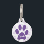 Cute Purple Paw Prints Personalized Pet ID Tag<br><div class="desc">This cute pet tag for a dog or cat has two shades of purple paw prints. Personalize with pet's name and phone number.</div>