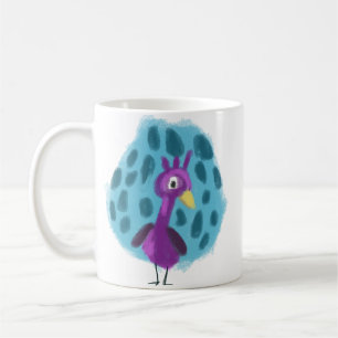 Cute Purple Peacock Abstract Leaf Pattern Coffee Mug