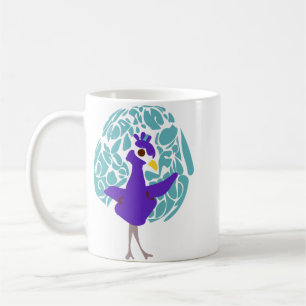 Cute Purple Peacock Abstract Leaf Pattern Coffee Mug