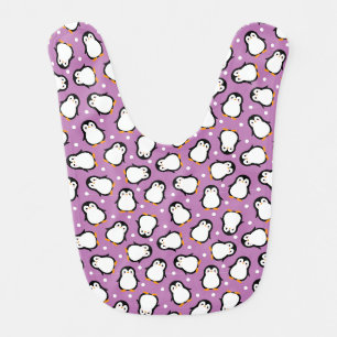Cute purple penguin pattern baby bib