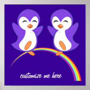Cute Purple Penguin Poster