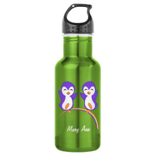 Cute Purple Penguin Water Bottle