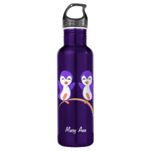 Cute Purple Penguin Water Bottle