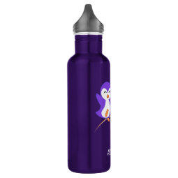 Cute Purple Penguin Water Bottle | Zazzle