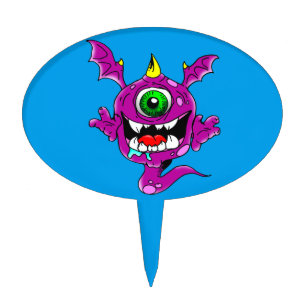 Cute Purple People Eater Monster Cake Topper